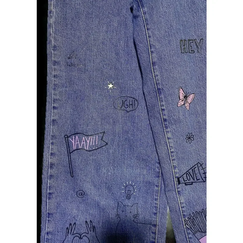 Wild Fable Jeans Women's Size 0 I Need Space Graphics Distressed Bottom NEW